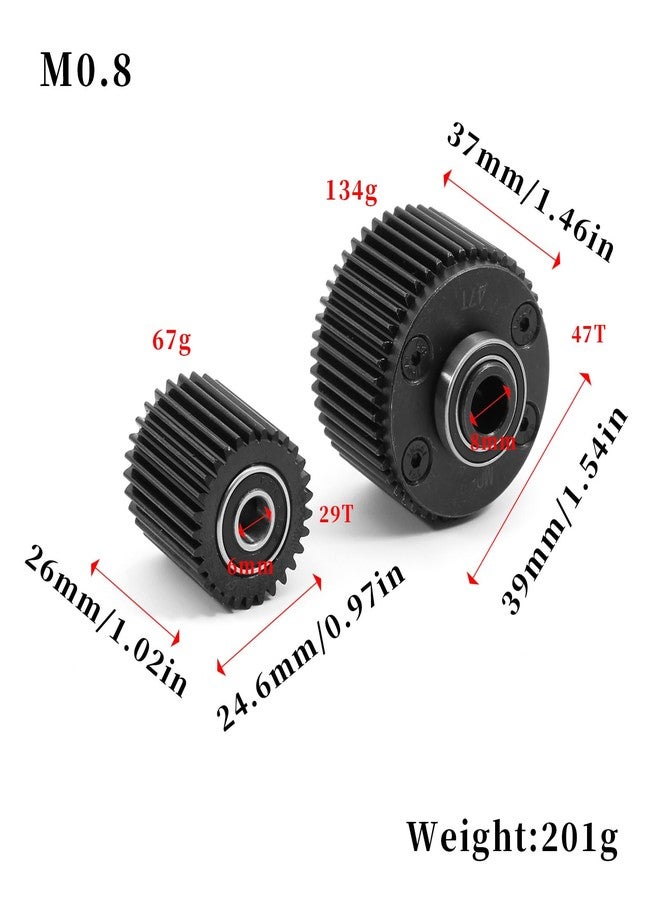 XSYGO Upgrades Medium Carbon Steel 47T 29T Diff Case Idler Gear Set for 1/10 Gorgon 4X2 Mega 550 Brushed Monster Truck (Replace ARA311095) - Image 5
